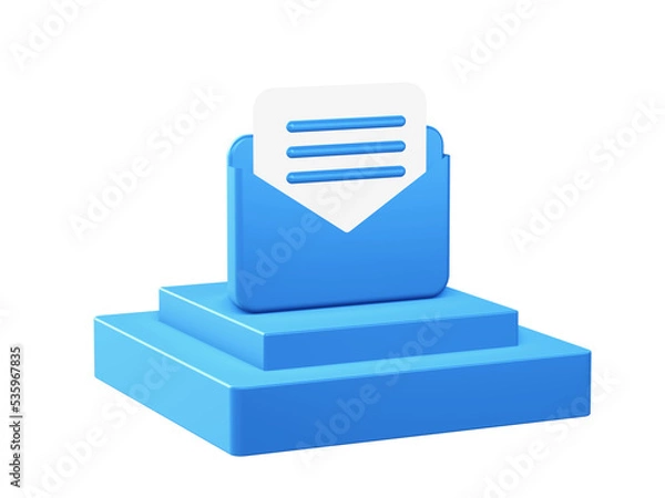 Fototapeta 3d illustration icon of Mail inbox with podium for UI UX web mobile apps social media ads designs