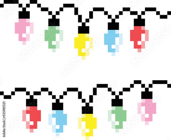 Fototapeta christmas lights Pixel Art isolated on white Background. Pixel art. Vector illustration. Pixel design illustration. bit icon.