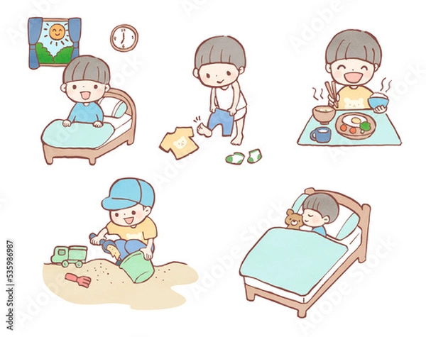 Obraz 子どもの1日イラストセット