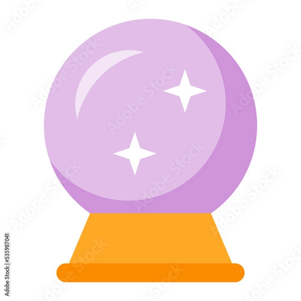 Fototapeta Magic crystal balls for fortune telling and future prediction, glowing glass orbs with plasma and mystical fog inside, isolated fantasy globes for clairvoyant witchcraft, simple vector icon
