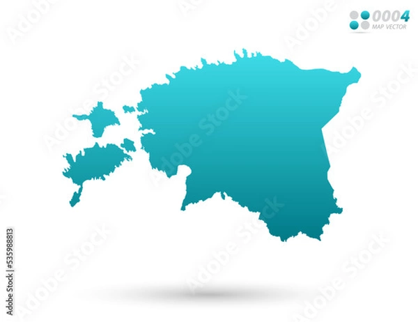 Fototapeta Vector blue gradient of Estonia map on white background. Organized in layers for easy editing.