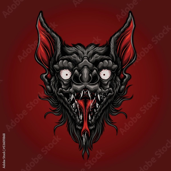 Obraz scary bat head mascot vector illustration
