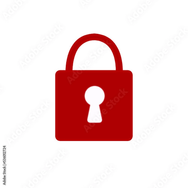 Fototapeta red padlock closed on a white background, LOCK ICON, red padlock icon on a white background, lock, vector illustration