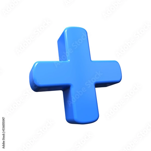 Fototapeta Blue plus sign 3d render