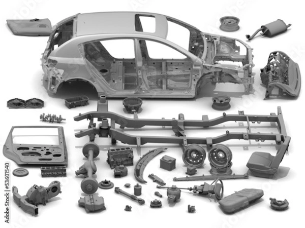 Obraz Детали автомобиля на белом фоне