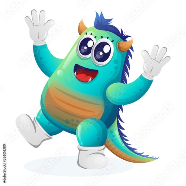 Obraz Cute blue monster playful and happy
