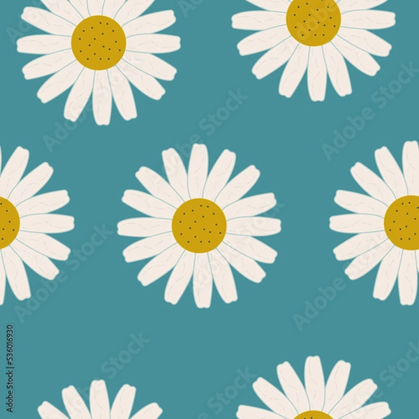 Obraz chamomile pattern red flowers background turquoise blue petals