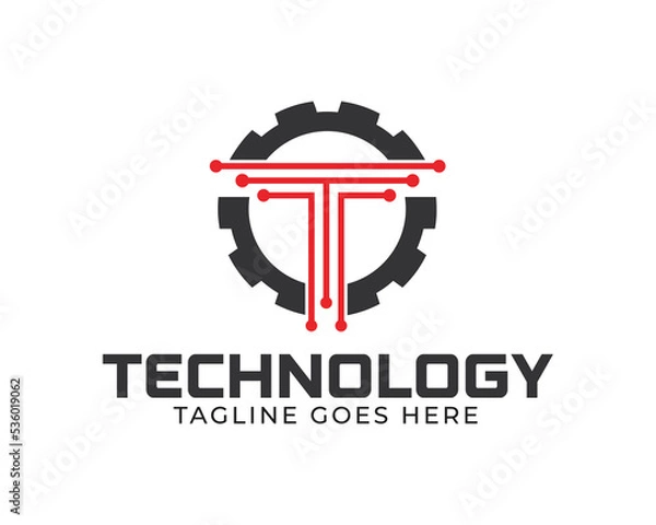 Obraz T Engineering Tech Logo Design, T tech logo vector, engineering logo vector, Technology logo
