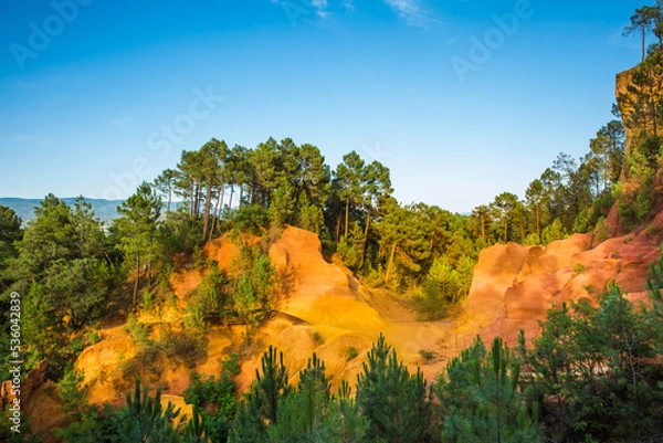 Fototapeta Colourful Ocher Trail in the French Provencal Colorado in Roussillon France