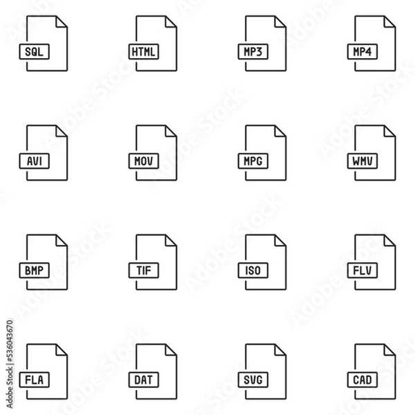 Obraz File Type Line Icon Set