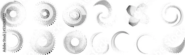 Fototapeta Grunge lines in Circle Form . Spiral Vector Illustration .Textured round Logo . Design element . Abstract Geometric circular shapes .Rotating grunge radial line. Concentric circles