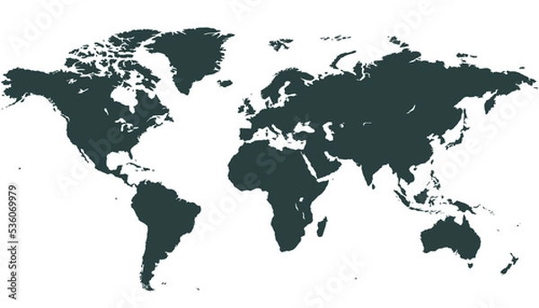 Fototapeta World map. Silhouette map. Color vector modern.	