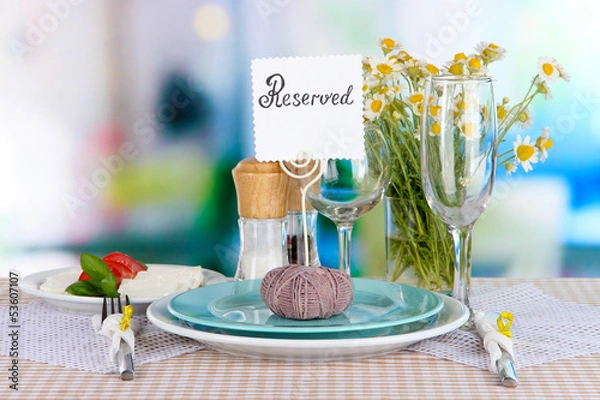 Obraz Table setting with chamomiles