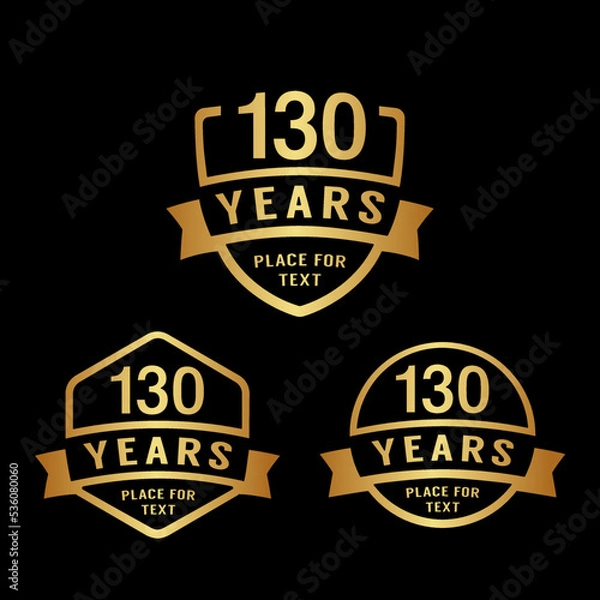 Fototapeta 130 years anniversary celebration logotype. 130th anniversary logo collection. Set of anniversary design template. Vector illustration. 