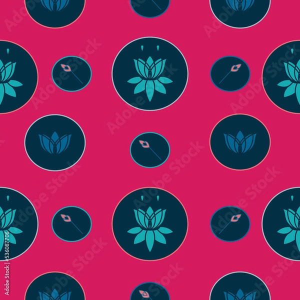 Fototapeta Pink lotus flower circle seamless pattern background.  Perfect for fabric, scrapbooking, quilting, wallpaper and many more projects.