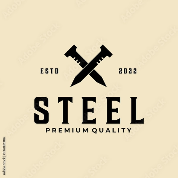 Obraz Steel logo vector illustration design, steel nail