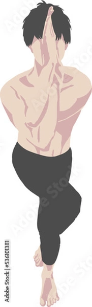 Obraz ガルダーサナ(鷲のポーズ)する男性のベクターイラスト