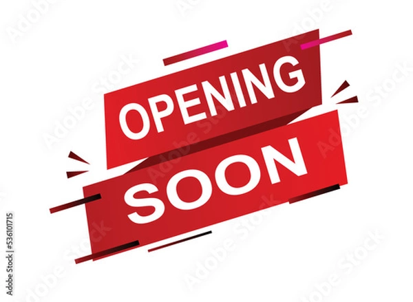 Fototapeta Vector Illustration Opening Soon. Red vector banner with white background.