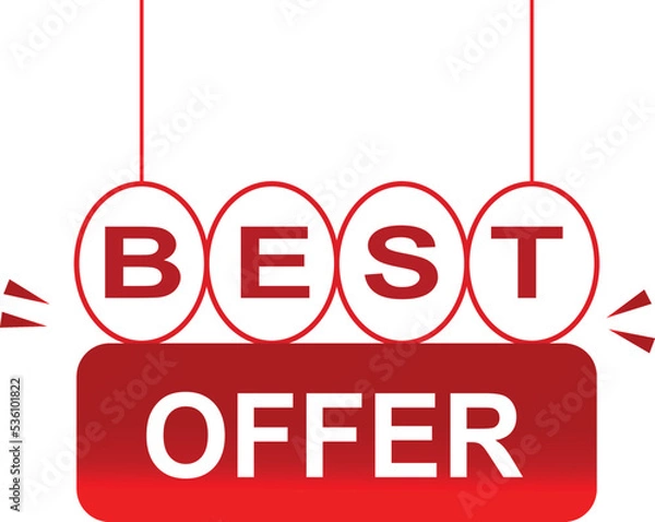 Fototapeta Vector Illustration best offer. Red hanging vector banner with white background.