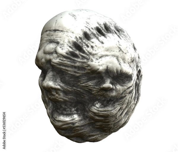 Fototapeta 3D render of dual morphed scary faces isolated