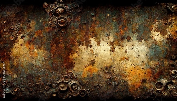 Fototapeta sci-fi steampunk rusty wall background machinery texture design