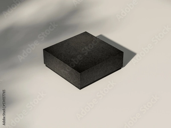 Obraz Square black box mockup on white table, 3d rendering