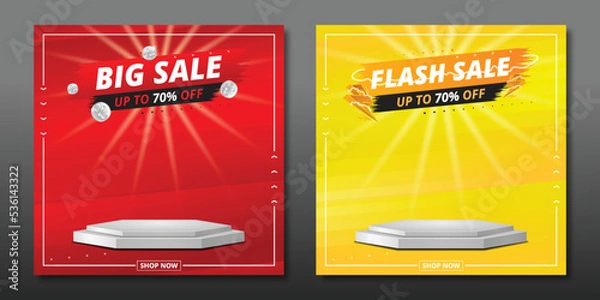 Obraz flash sale day banner template design with podium background.