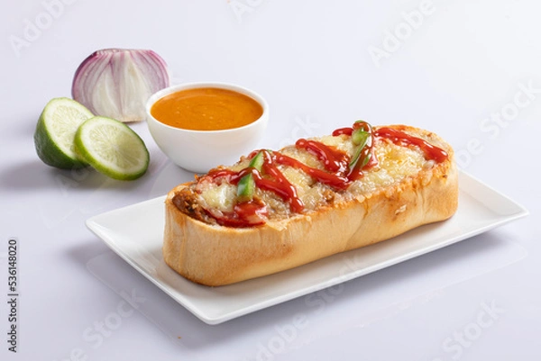 Obraz Chicken roll isolated on white with sauce