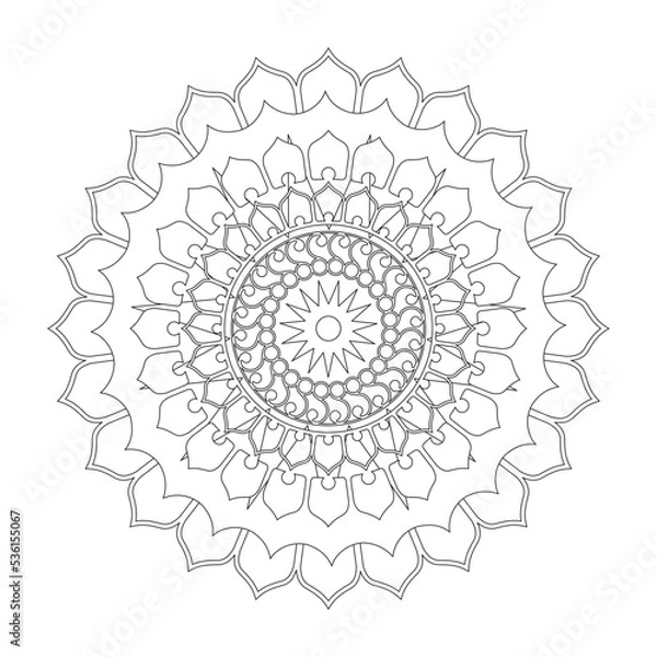 Fototapeta Lines, Circles and Spirals - Indian Traditional and cultural Mandala design concept of Rangoli, Alpona, Kolam or Paisley vector line art with dark and white background,Circles, Lines, Spiral 