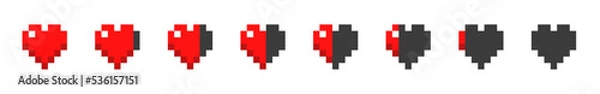 Fototapeta Pixel Hearts Set. Minecraft Vector Hearts Set.