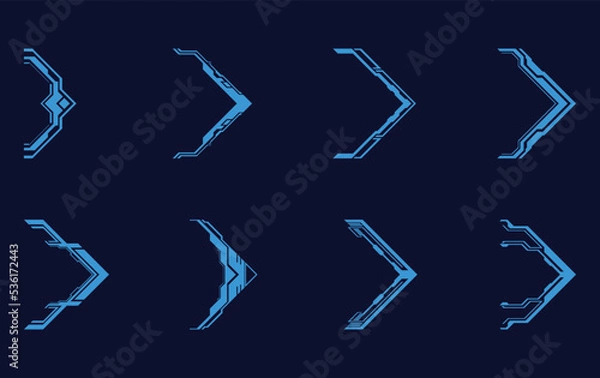 Fototapeta Hi-tech style blue arrows and bar ends