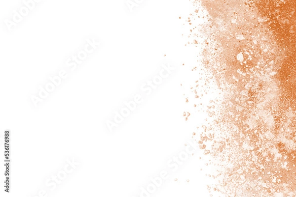 Obraz Brown powder explosion isolated on white background.