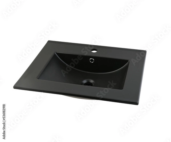 Obraz black ceramic bathroom sink isolated on white background.