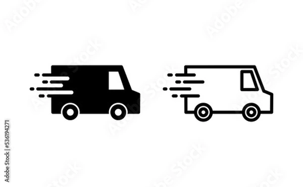Fototapeta Delivery truck icon vector for web and mobile app. Delivery truck sign and symbol. Shipping fast delivery icon