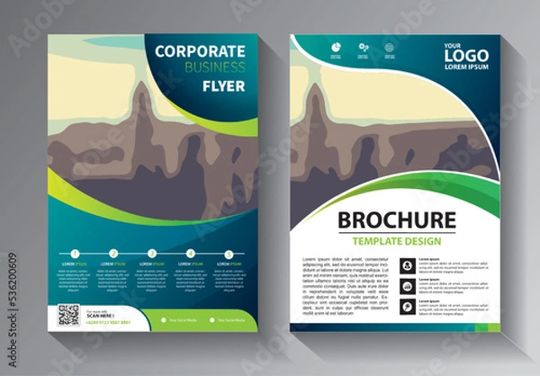 Fototapeta Business abstract vector template. Brochure design, cover modern layout, annual report, poster, flyer in A4 with colorful triangles, geometric shapes for tech, science, market with light background