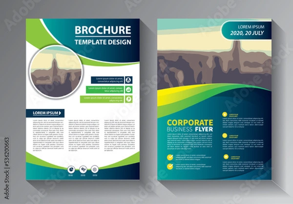 Fototapeta Business abstract vector template. Brochure design, cover modern layout, annual report, poster, flyer in A4 with colorful triangles, geometric shapes for tech, science, market with light background