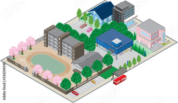 Fototapeta 街並みの立体図. 都市の景観. 