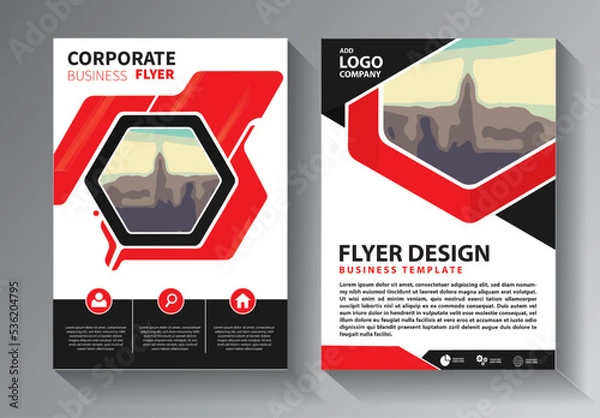 Fototapeta Business abstract vector template. Brochure design, cover modern layout, annual report, poster, flyer in A4 with colorful triangles, geometric shapes for tech, science, market with light background