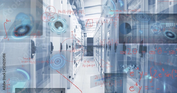 Fototapeta Image of data processing over server room
