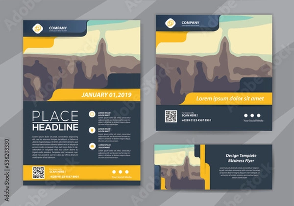 Fototapeta Brochure design, cover modern layout, annual report, poster, flyer in A4 with colorful triangles, geometric shapes for tech, science, market with light background