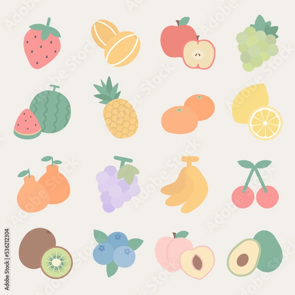 Obraz 과일 음식 일러스트 이미지 모음
