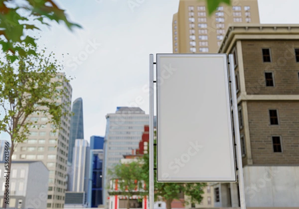 Obraz 3D mockup blank billboard on street in downtown rendering