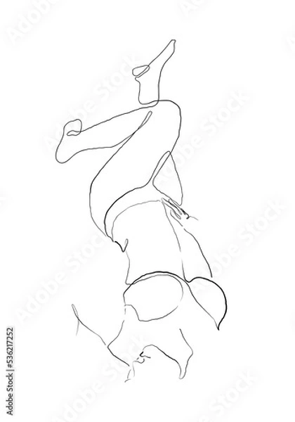 Fototapeta Continuous line Naked woman or one line drawing on white isolated background.