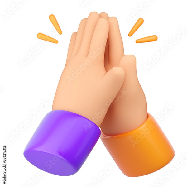 Fototapeta 3d Human hands clapping and applause. Business succes, teamwork, agreement and ovation concept. High quality isolated render