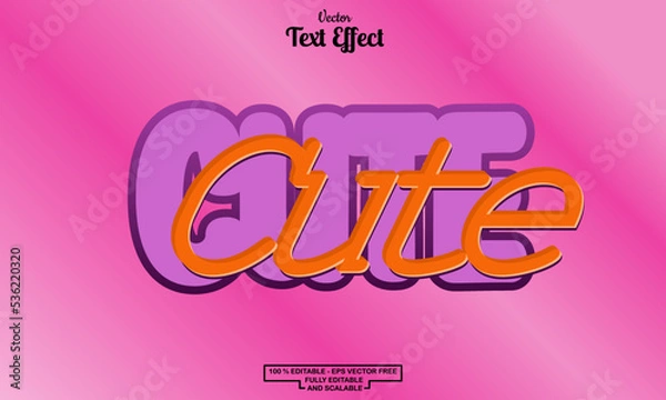Fototapeta Cute text cartoon style Editable Text Effect	