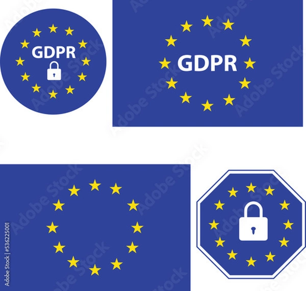 Fototapeta General Data Protection Regulation (GDPR). Euro Security Lock icons. flat style.