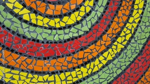 Fototapeta Patterns made by placing broken colored tiles in a row.