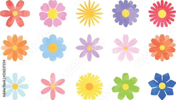 Obraz カラフルな花のセット