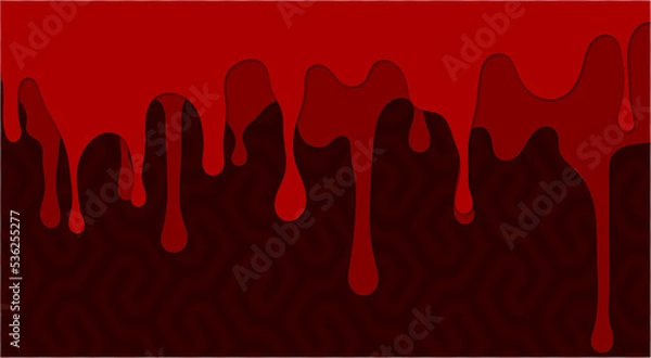 Fototapeta Red blood liquid dripping seamless background vector, blood drops on red pattern background.