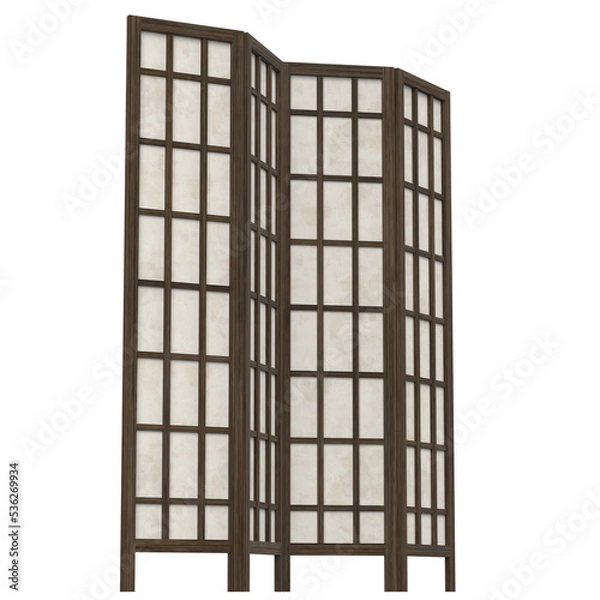 Fototapeta 3d rendering illustration of a wood and paper room divider